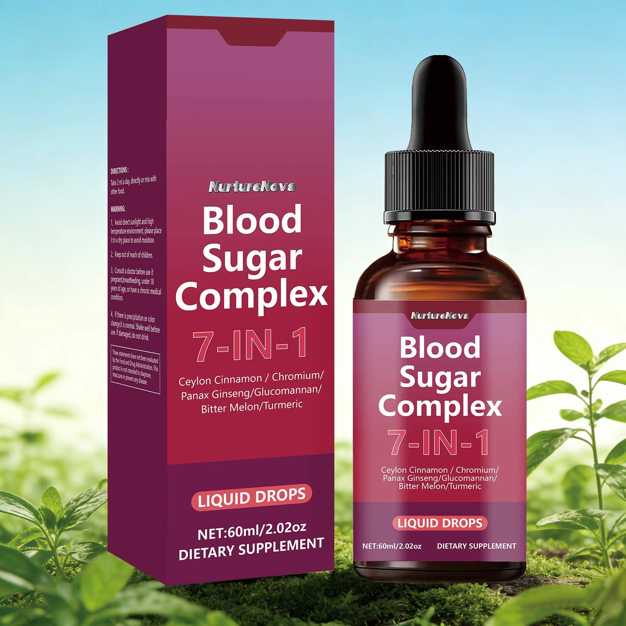 7-in-1 Blood Sugar Complex Drops - Blood Sugar Wellness Support | 60ml | Dropship