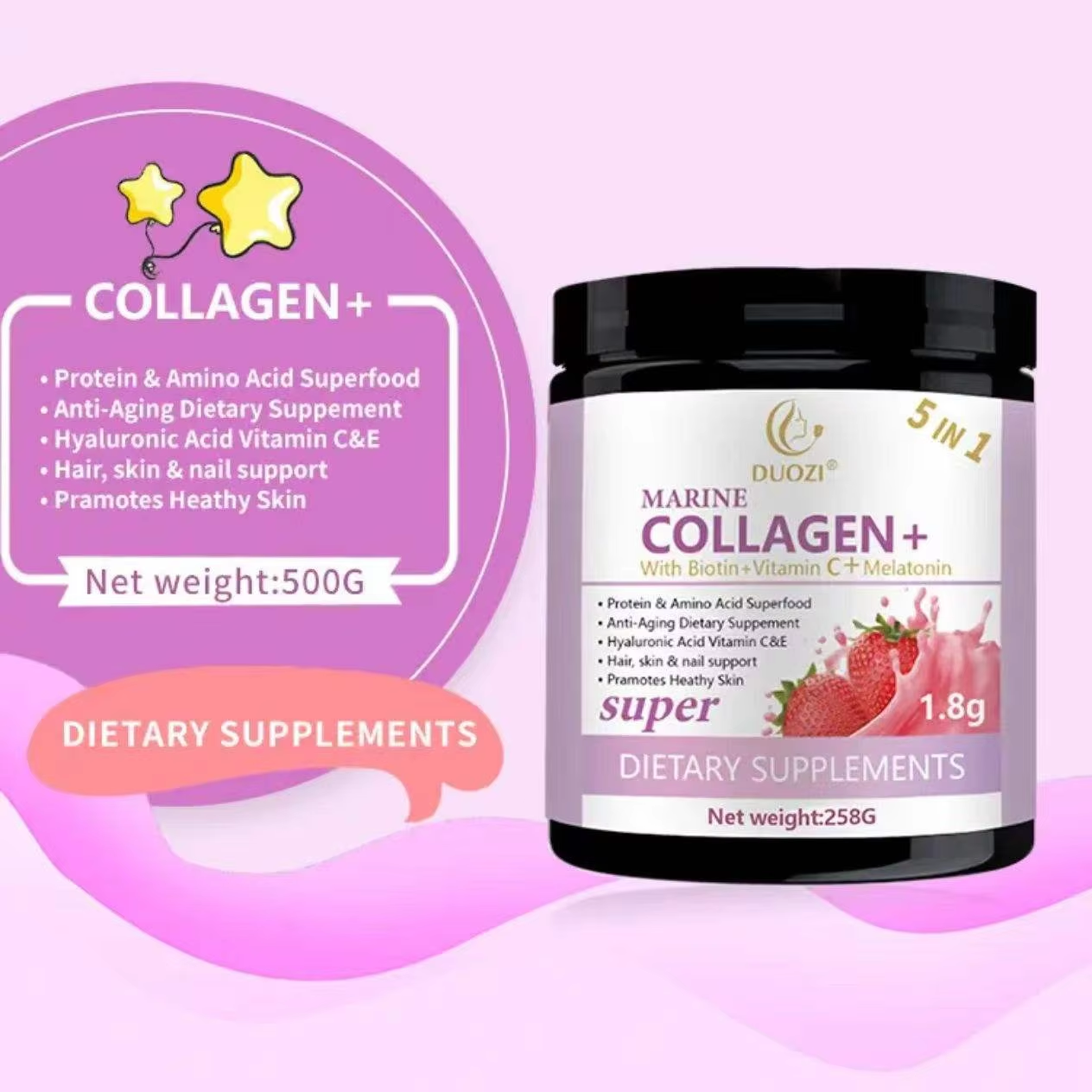 5 in 1 Collagen Powder - Hair Skin Nai Support | 258g | Dropship