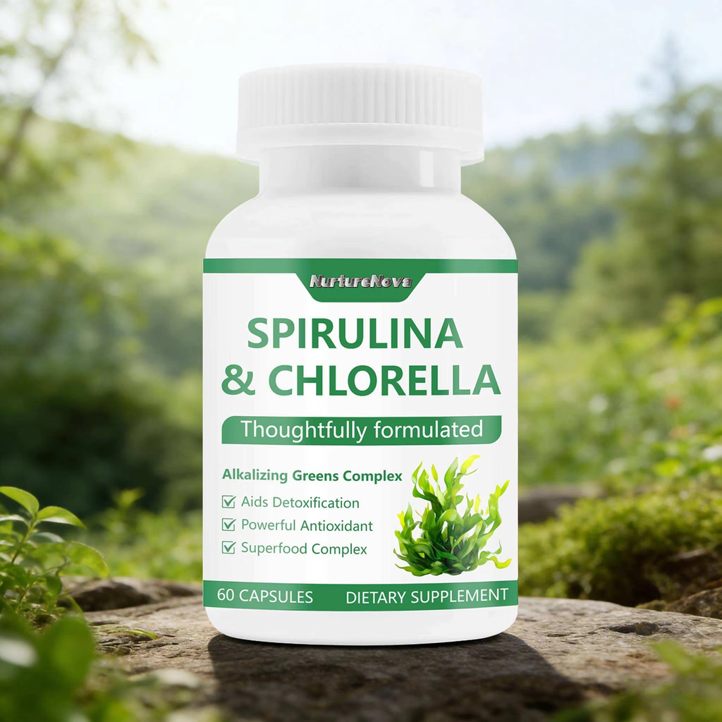 Spirulina & Chlorella Capsules Super Greens | 60ct | Dropship