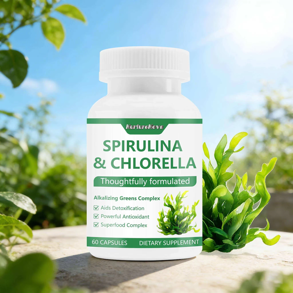 Spirulina & Chlorella Capsules Super Greens | 60ct | Dropship