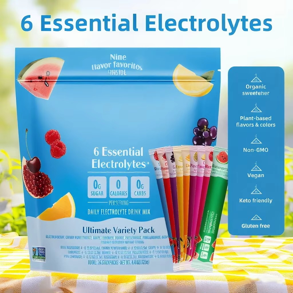 6 Essential Electrolytes Drink Mix - Hydration Support | 20 Stickpacks | Dropship