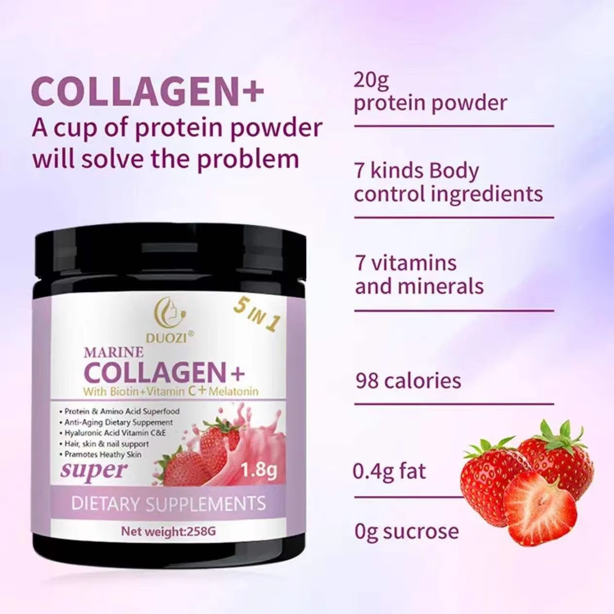 5 in 1 Collagen Powder - Hair Skin Nai Support | 258g | Dropship
