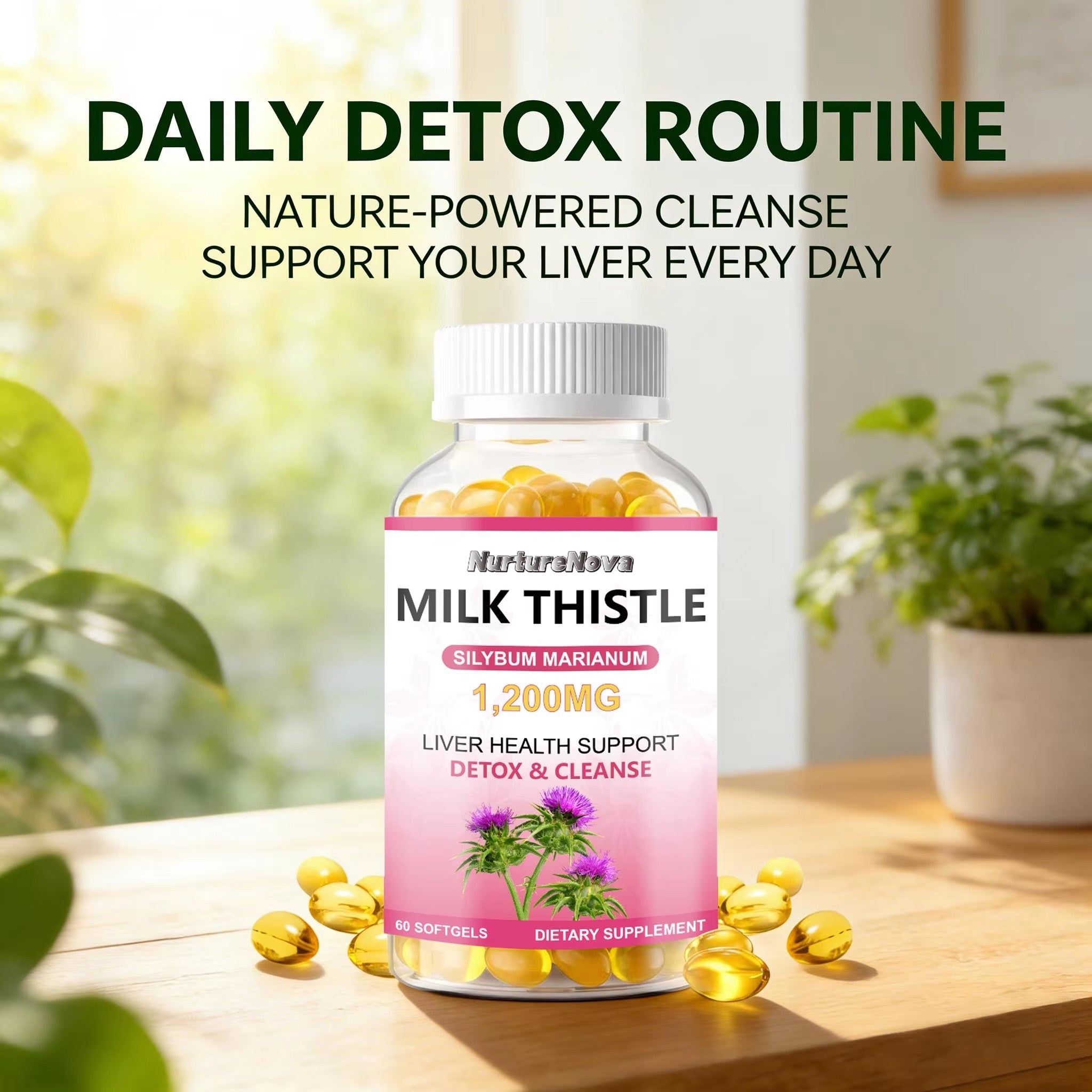 Milk Thistle Softgels-Support Liver Detox|60ct|Dropship