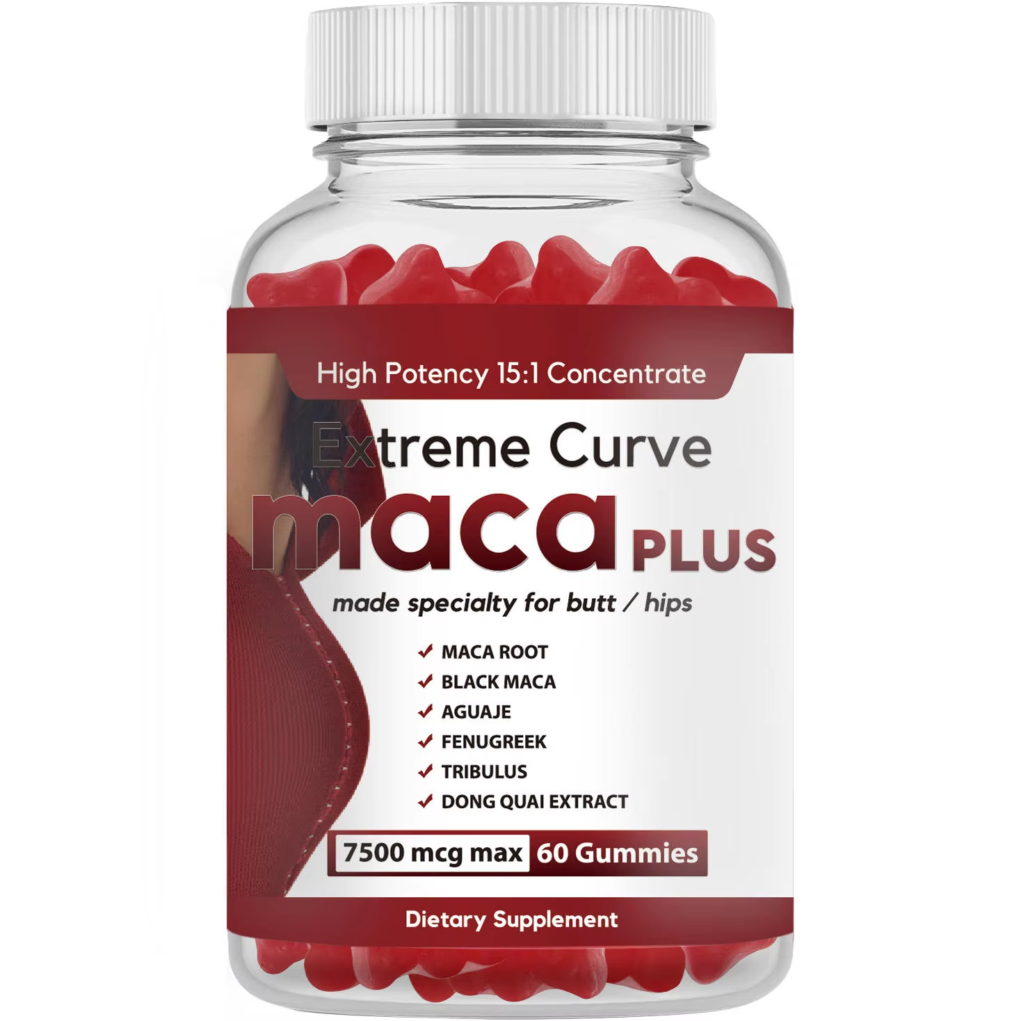 Maca Plus Gummies - Butt & Hips Curve Support | 7500mcg 60 Gummies | Dropship