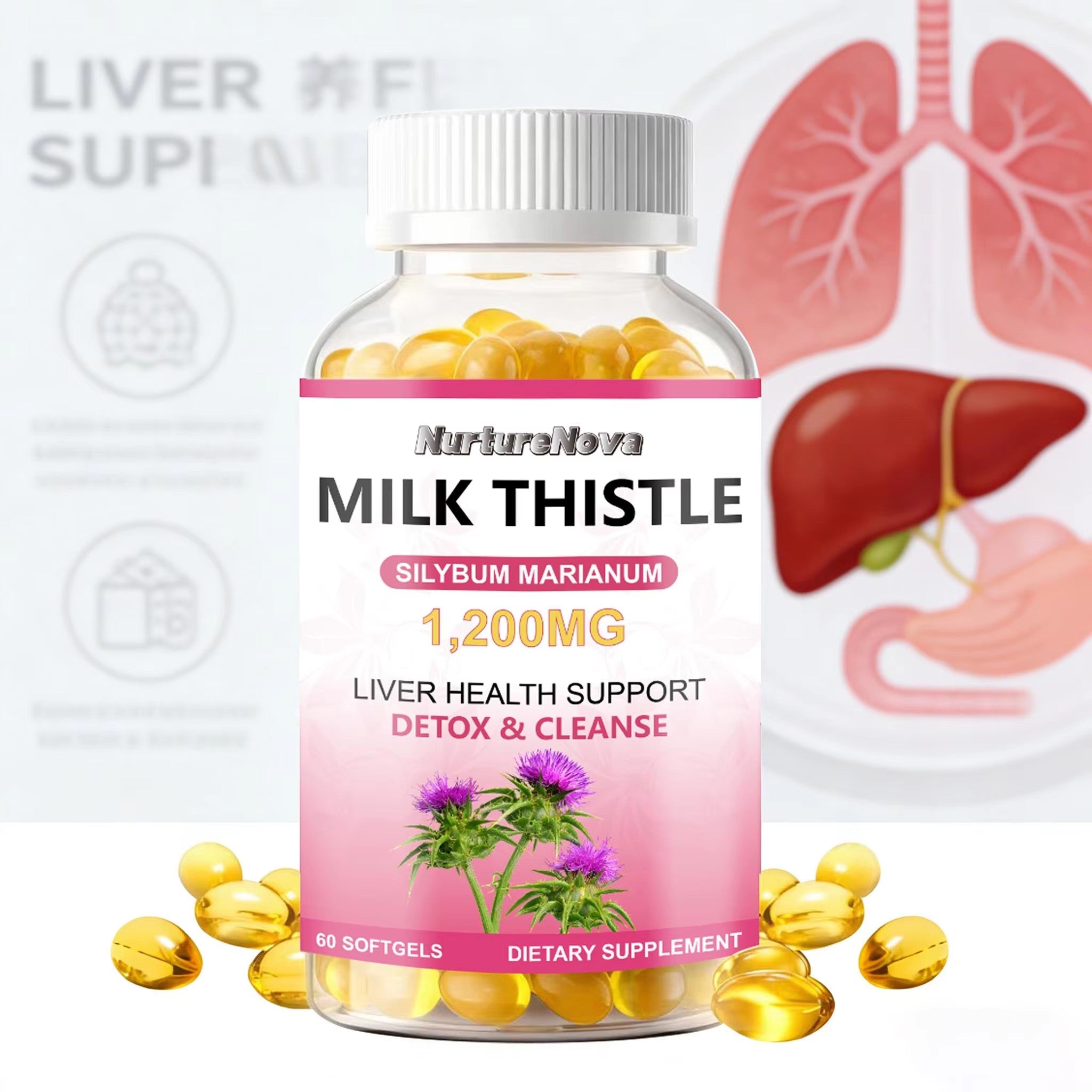 Milk Thistle Softgels-Support Liver Detox|60ct|Dropship