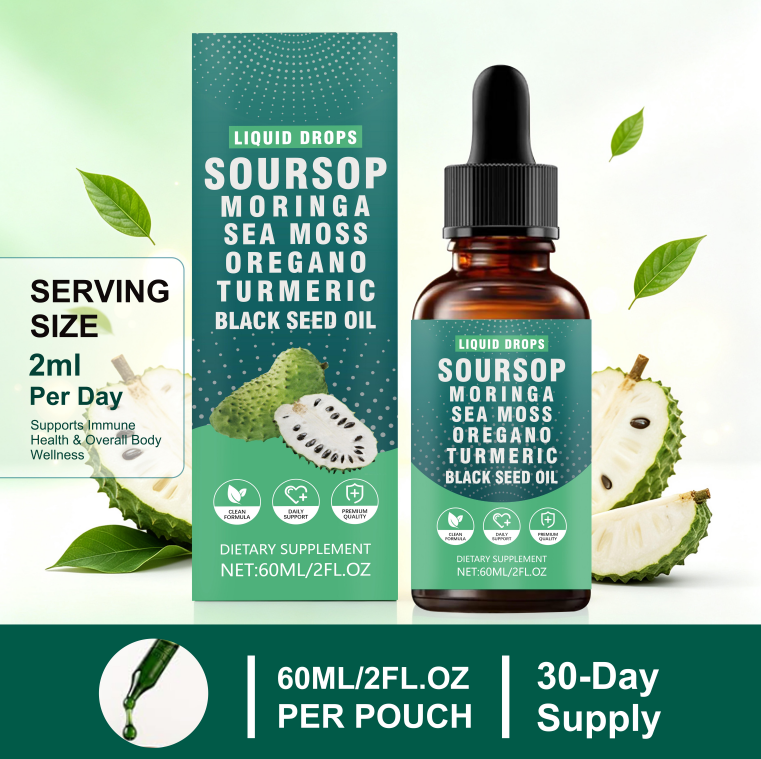 Soursop Moringa Sea Moss Drops-Herbal Daily Support| 60ml | Dropship